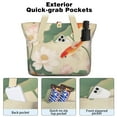 thumbnail image 2 of Tote Bag for Women - Koi Fish and Lotus Flowers Shoulder Bag - Large Utility Work Duffle Bag with Zipper Handbag for Travel, Work, Sprots, 2 of 5