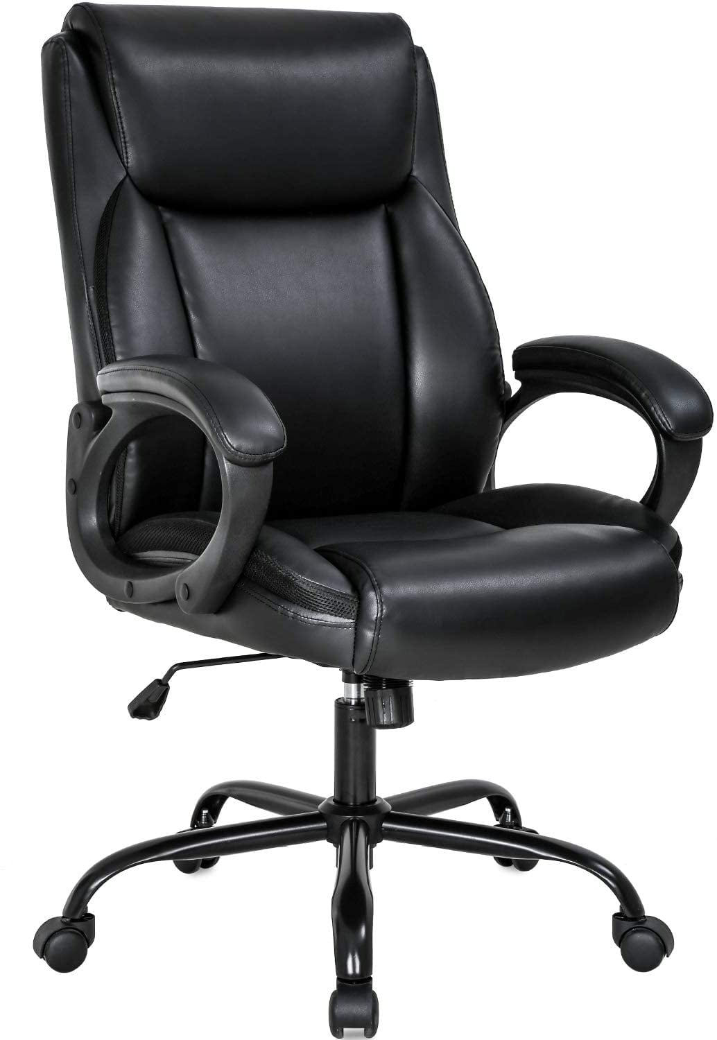 Ergonomic Modern Black PU Faux Leather Swivel Office Computer Desk Task Chair 