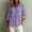 Purple, variant on Womens Summer Cotton Linen Gauze Blouse Peter Pan Collar 3/4 Sleeve Button Down Puff Cuff Soft Lightweight Casual Work Shirt, Black 3XL