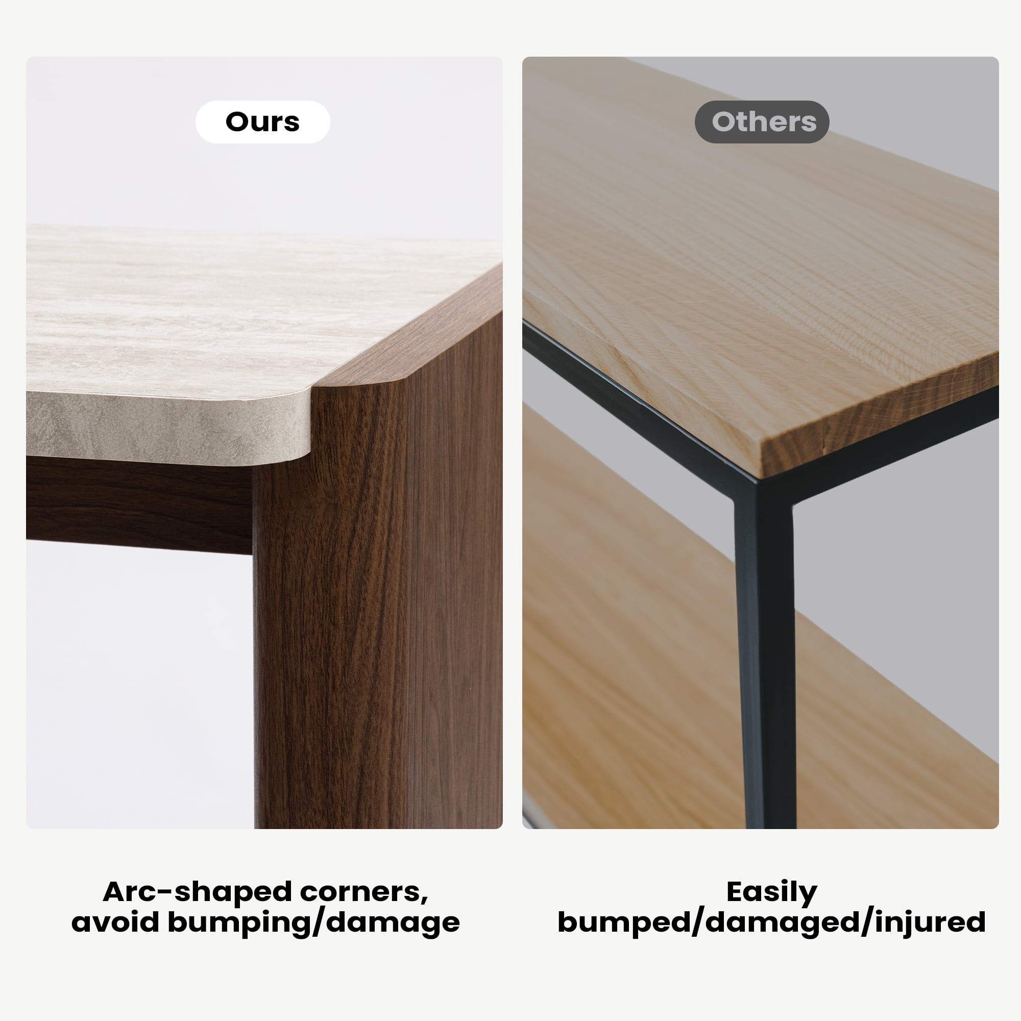 COSIEST Stone-Look Rectangle Console Table,Modern & Functional Home Sofa Table