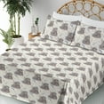 thumbnail image 3 of Ambesonne Japanese Fitted & Flat Sheet with Sham 3 Pcs Set, Asian Tiger Clouds Pattern, Twin XL, Ivory Cocoa and Ceil Blue, 3 of 5