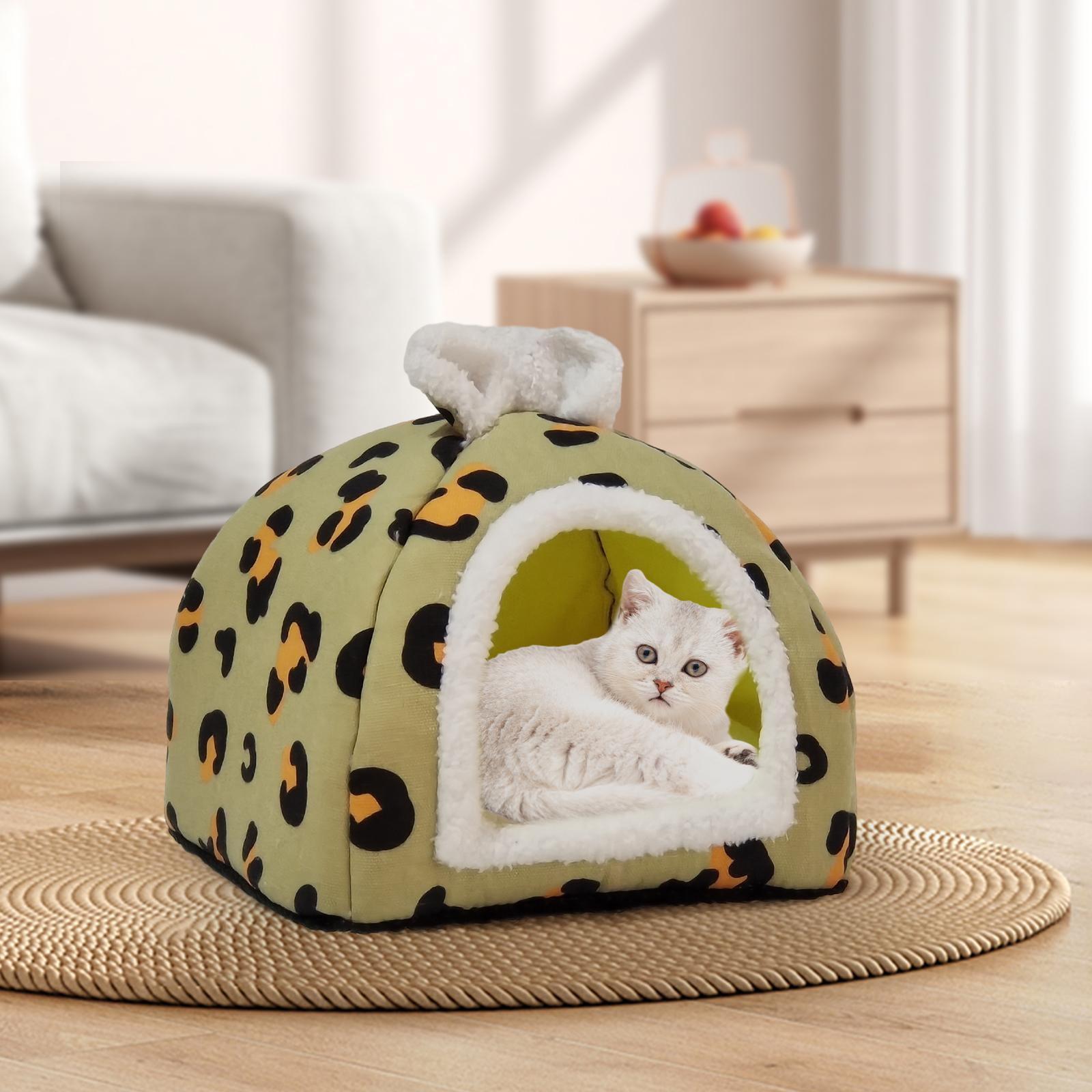 Dog Beds Calming Snooze Furniture Self Warming Cat House for Kitten Dog Cats Green Large