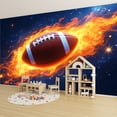 thumbnail image 6 of Wallpaper Football Sports 3D Rugby American Football Flaming Fire Peel and Stick Wall Murals 100"H x 144"W Removable PVC Wall Paper Self-Adhesive Wall Paintings Art Decor for Bedroom Living Room, 6 of 7