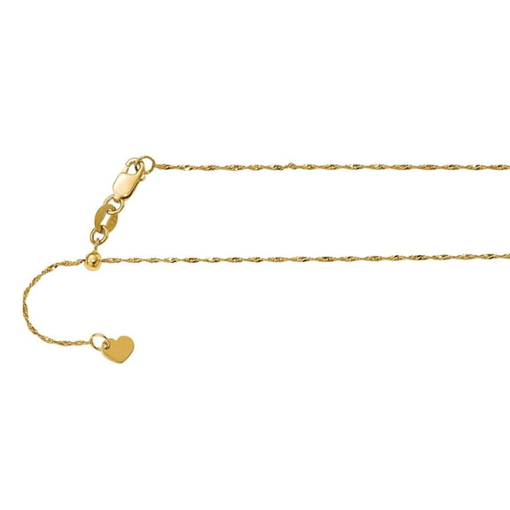 Primal Gold 10 Karat Yellow Gold 1mm Adjustable Singapore Chain