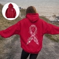 thumbnail image 5 of Towmus Women's Letter Graphic Print Pink Ribbon Montage Cancer Word Cloud Hoodie Sweatshirts, 5 of 8