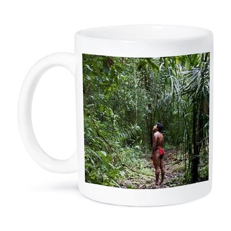 3dRose, Goa, Panama, Wounaan Indian in the rain forest - SA15 PMA0048 - Piper Mackay, 11oz Mug
