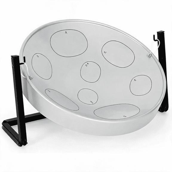 16 Inch Silver Blue Handmade Trinidad Drum G Major Alloy Steel Pan Percussion Kit with Adjustable Z Stand for Kids Beginners