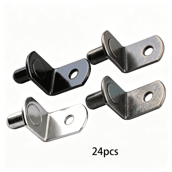 LQSEO 24 Pack Shelf Pegs 5Mm (3/16’’) with Storage Box,L-Shaped Metal Shelf Pins with Anti-Slip Caps,Nickel Plated Replacement for Kitchen Pantry,Bookcase,Medicine Cabinet&Glass Shelves