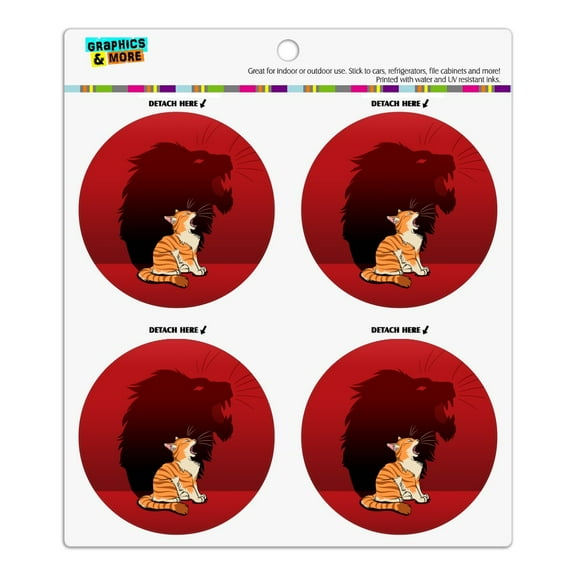 Little Kitten Lion Roar Refrigerator Fridge Locker Vinyl Circle Magnet Set