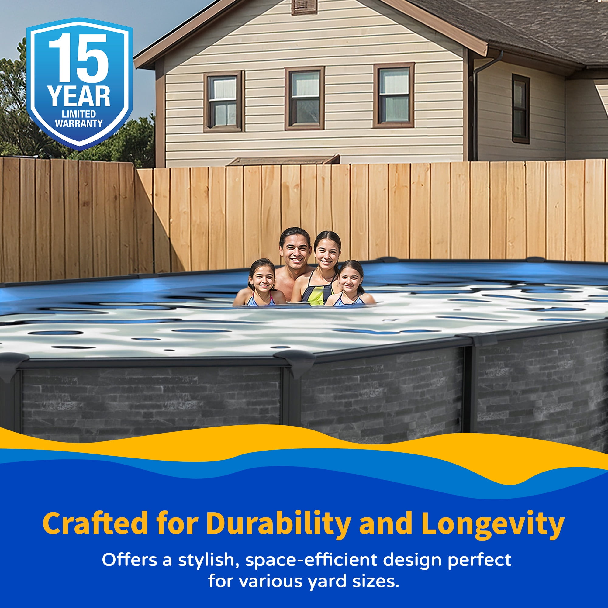 Blue Wave Marbella 12-ft x 24-ft Oval 52-in Deep Above Ground Swimming Pool 6in Top Rail Metal Wall Swimming Pool Package