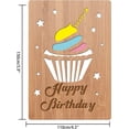 thumbnail image 4 of Happy Birthday Card Real Bamboo Wood Greeting Card with Hollow Cake & Star and Engraved Words Design Handmade Handwritten Card with Envelope, 4 of 6