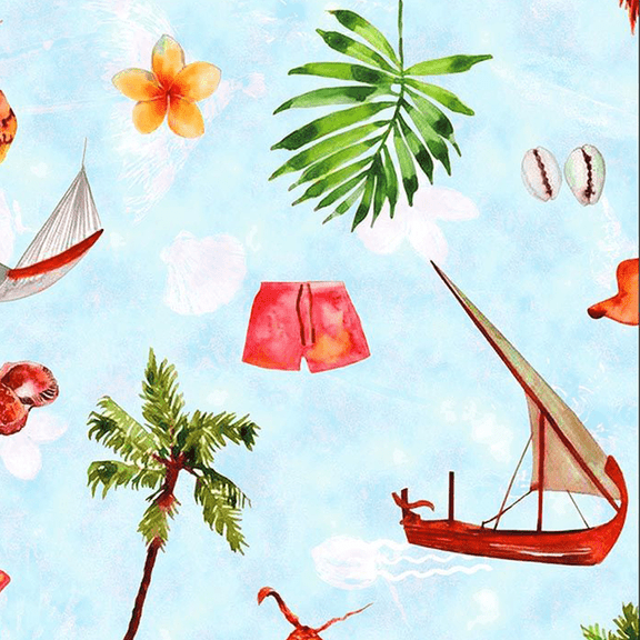 Stylish Fabric 44 in 100% Cotton Conversational Sewing & Craft Fabric, By the Yard (Blue, Orange, Green)