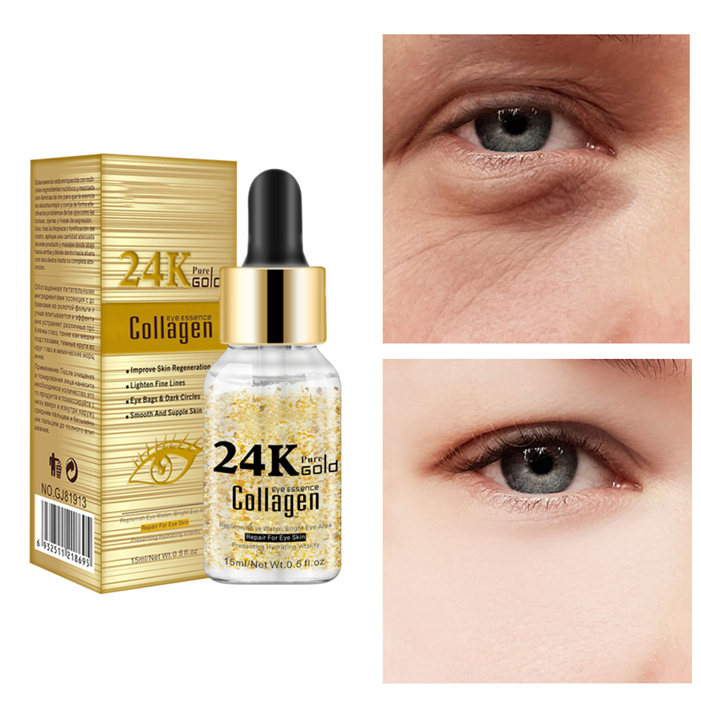 24k Gold Eye Serum Collagen Eye Gel Essence Moisturizing and Firming