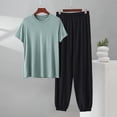 thumbnail image 2 of BaoFuBaoMei Mens Pajamas Set Big and Tall 2 Piece Crew Neck Lounge Sets Short Sleeve Top Joggers Sleepwear Sets Comfy Soft Loungewear with Pockets, 2 of 5