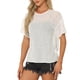 thumbnail image 4 of INSPIRAR CHIC Blusa de Fiesta de Mujer con Manga Corta Transparente y Estrellas Metálicas Brillantes en Color Blanco, 4 of 5