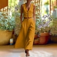 thumbnail image 2 of Guluxicc 2 Piece Womens Outfit Sets Sleeveless V Neck Button Down Vest with Wide Leg Pants Casual Matching Sets for Spring and Summer, 2 of 7