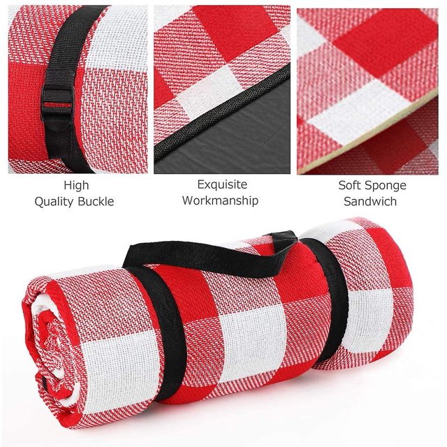 Manta De Picnic Con Base Impermeable 150x200cm Xl. Estera de playa grande plegable portátil Picnicware para viajes al aire libre Camping Senderismo Actividades. Rojo & ZefeiWu 8390611229931