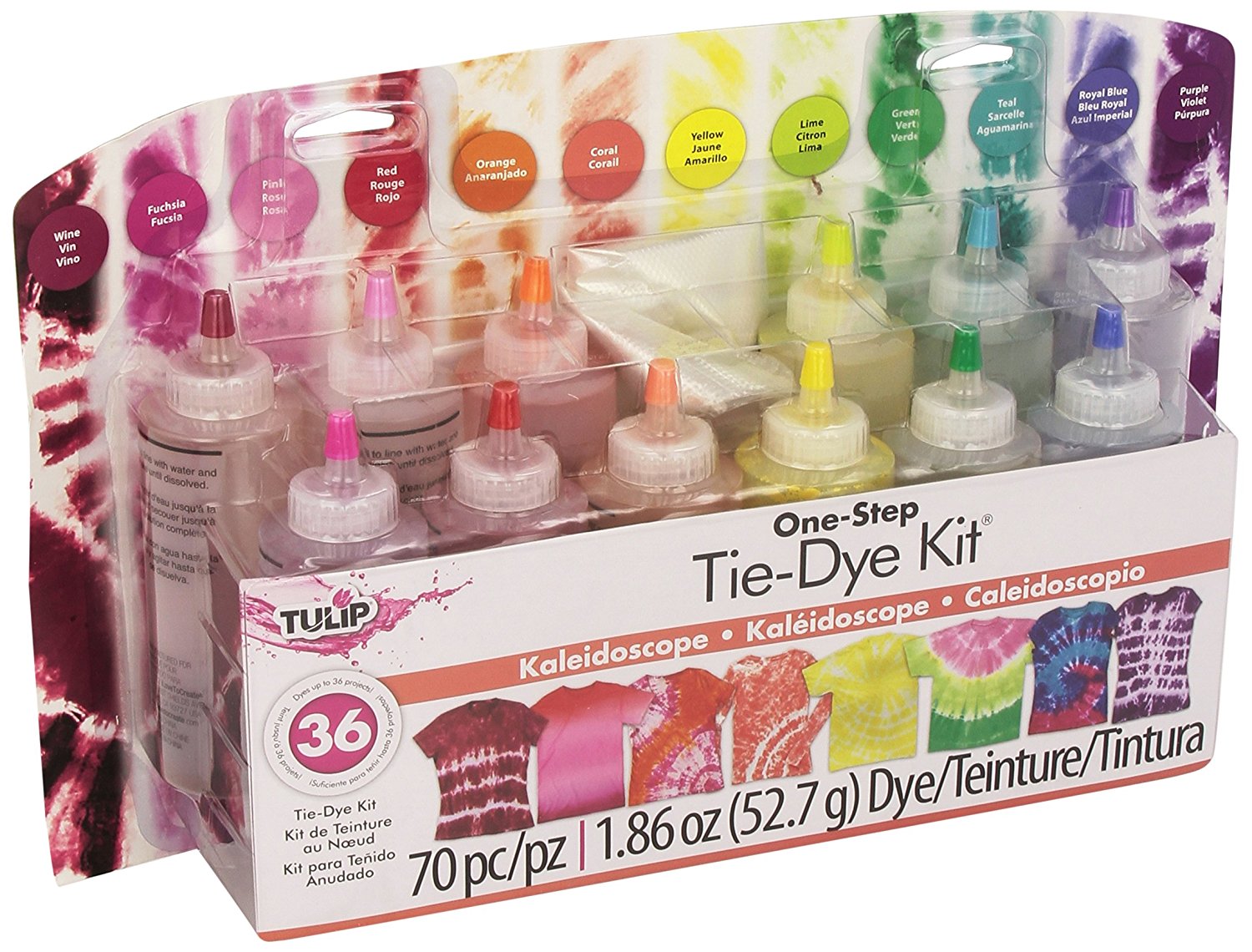 31680 Tulip OneStep Tie Dye Kit, Kaleidoscope, Package contains twelve