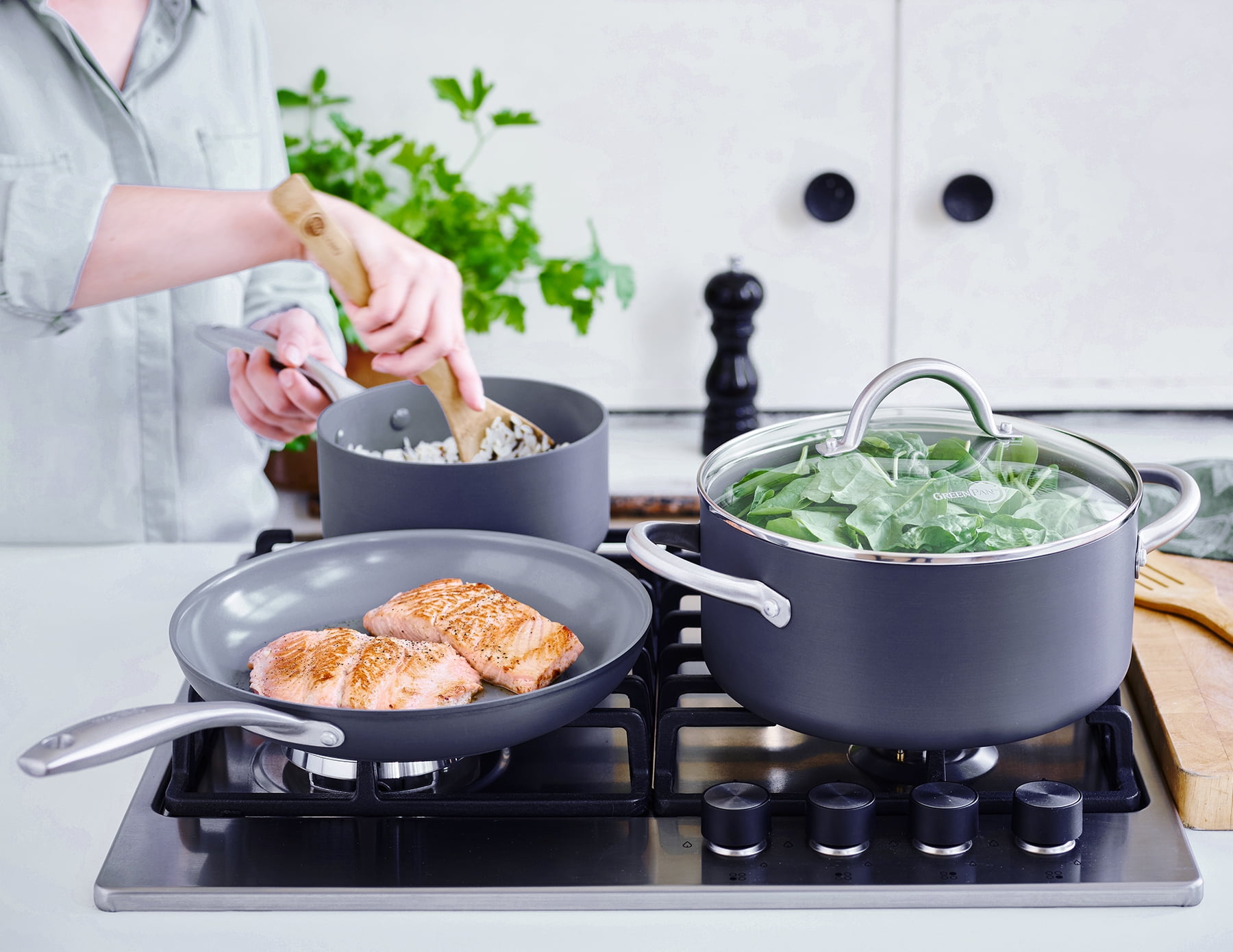 GreenPan™ Premiere Stainless-Steel Ceramic Nonstick Saucepan 1 1/2-Qt.