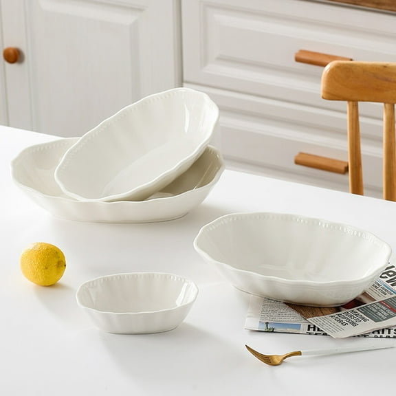 Toyvian White Ceramic Baking Tray Smooth Stain-Resistant Kitchen Accessory