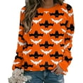 thumbnail image 1 of Chandails en Molleton d'Halloween pour Femmes Citrouille Col Rond Décontracté Manches Longues Ample Chandail de Vacances, 1 of 3