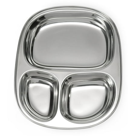 - Lifestyle Block Stainless Steel Plastic-Free 3 Compartment Kid’s Plate – Small Reusable Divided Kid Plate with Separate Sections