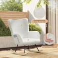 thumbnail image 4 of VECELO Nursery Rocking Chair, Teddy Fabric Upholstered Glider Rocker with High Backrest, Modern Rocking Accent Chairs Comfy Side Chair for Nursery, Bedroom, Living Room, White, 4 of 7