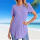 thumbnail image 3 of Camiseta informal para mujer cuello redondo suelta combina con todo para mujer ajuste relajado (púrpura M) FLhrweasw Para estrenar, 3 of 8