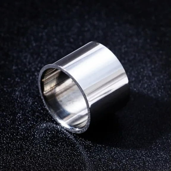 14mm/18mm Silver Polished Band Men's Jewelry 316L Stainless Steel Ring Size 6-14