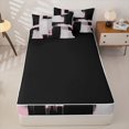 thumbnail image 4 of Castle Fairy Bohemian Geometric Block Zipper Twin Comforter Sets with Fitted Sheet and 2 Pillowcases,Minimalism Vertical Streak Zipper Bedding Set,Black Pink Gray,Reversible, 4 of 5
