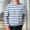thumbnail image 2 of LNWUY (S-5XL) Big and Tall Men's Fashion Casual Striped Crewneck Long Sleeve Top T-Shirt Basic Pullover Loose tee Shirt Blue XXXXXL, 2 of 5