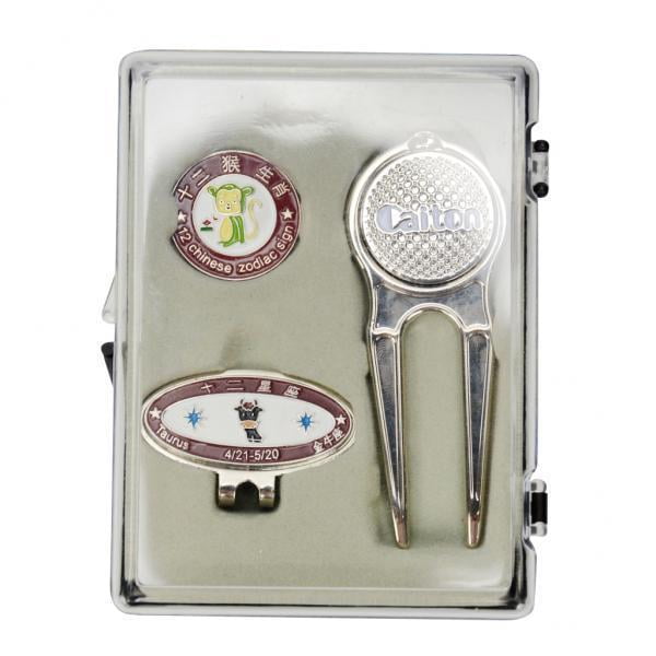 Juego de Regalo para Jugadores de Golf de 10x, Que Incluye Horquilla de Lanzamiento con Marcador Magnético de Bolas, Divot de Golf