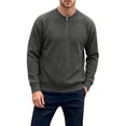 thumbnail image 2 of Tops for Men Corduroy Crew Neck Half-zip Long-sleeved Top, 2 of 8