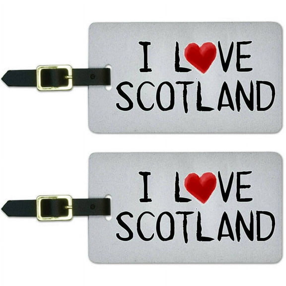 I Love Scotland Written on Paper Luggage Suitcase Carry-On ID Tags, Set of 2