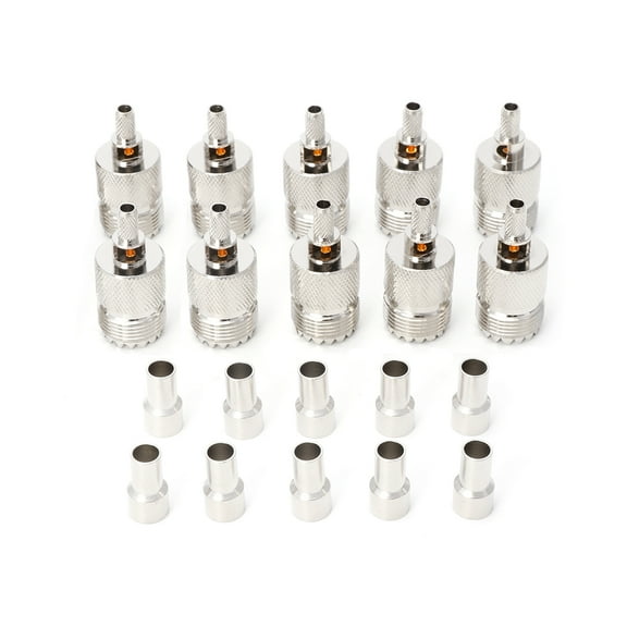 Tizuqe 10 Sets UHF Female Jack SO239 Crimp RF Connector Coaxial Adapter For RG58 RG142