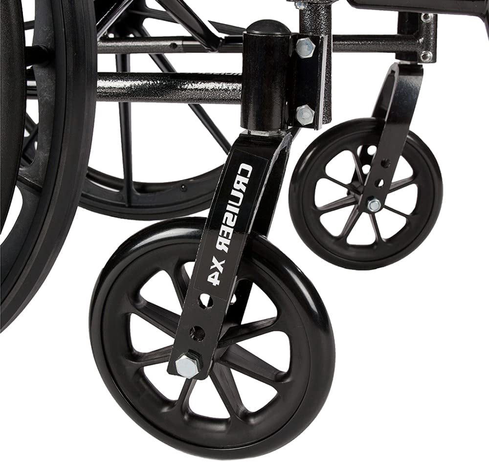 Drive Medical Cruiser X4 Lightweight Dual Axle Wheelchair with Adjustable Detachable Arms, Full Arms, Elevating Leg Rests, 18" Seat