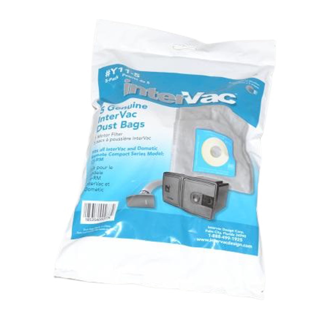 InterVac Compact Vacuum Dust Bags for Models CSRM, CSRM, RV (1 Pack 5