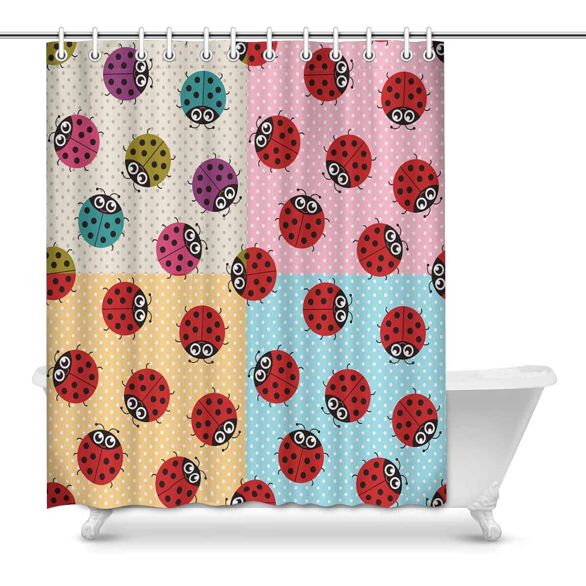 Pop Ladybug Bathroom Decor Effect Shower Curtains 60x72 Inch Walmart Canada