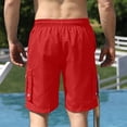 thumbnail image 5 of Miluxas Mens Casual Cargo Shorts - Drawstring Stretch Summer Beach Shorts with Pockets Red, 5 of 7