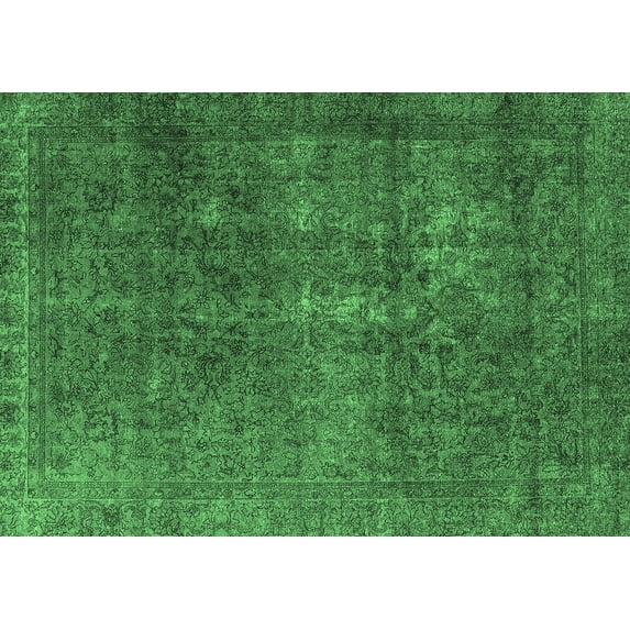 Ahgly Company Indoor Rectangle Oriental Emerald Green Industrial Area Rugs, 8' x 12'