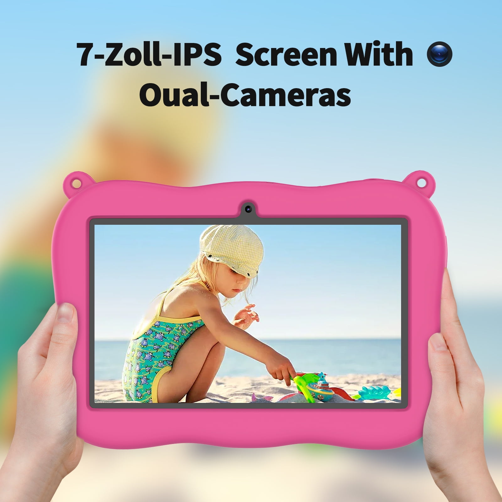 Tablet 7 inch Kids Tablet,Android 13,4GB RAM 32GB ROM,1024x600 Touch Screen with Kid-Proof Case,Parental Control,Pink