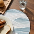 thumbnail image 3 of White Blue Ombre Stripe Round 13 Inch Placemats Set of 4, Modern Abstract Moire Waves HeatResistant Non Slip Place Mats for Dining Table, Wipeable Braided Kitchen Table Mats for Housewarming, 3 of 9