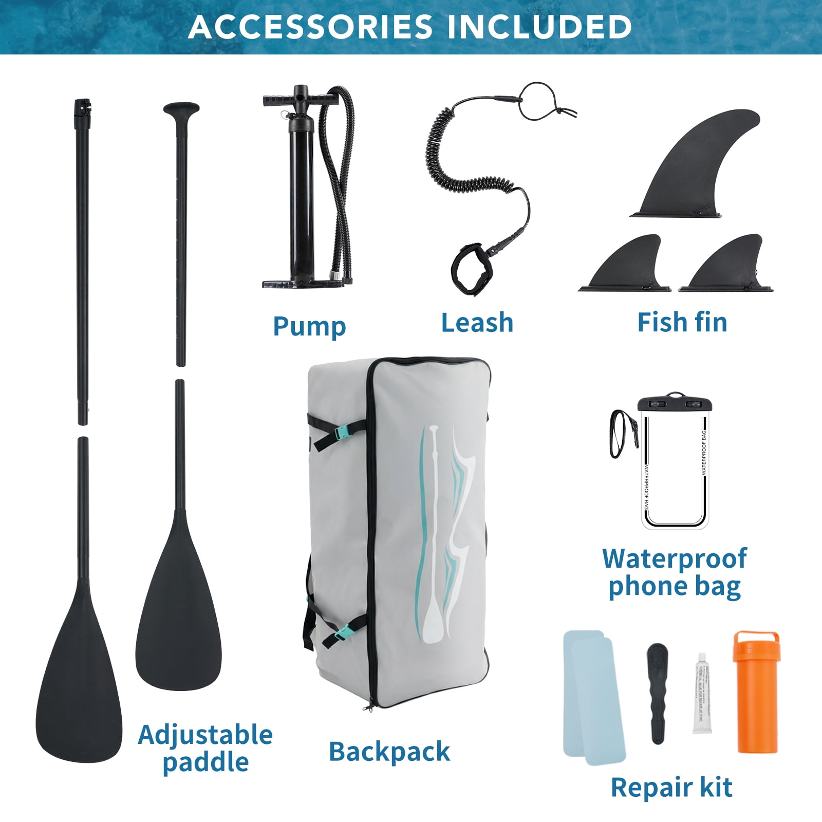 SHOUFTW Inflatable Paddle Board,Equipped With SUP Paddle Board Accessories, The Non-slip EVA Deck Design Restarts The Surfboard,Surfboard for Youth&Adults of All Skill Levels,Blue White