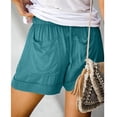 thumbnail image 5 of Shorts for Women Large Size Solid Color Elastic Decorative Button Pocket Casual Summer Shorts, 5 of 6