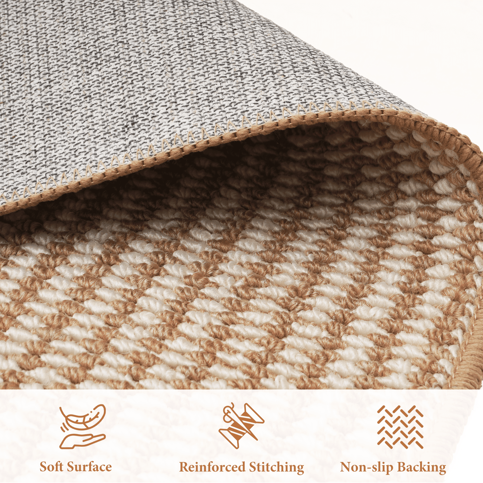 WANLISELL 6' x 9' Area Rugs for Living Room, Machine Washable Rug Indoor Stain Resistant Large Carpet for Bedroom Kitchen Dining Room Office Home Decor, Brown & White