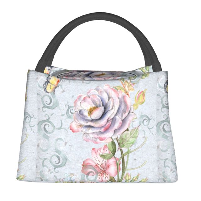 Balery Vintage Rose Bolsa de Aislamiento Portátil – Bolsa de Almuerzo con Forro de Aluminio Mejorado, Funda Impermeable y Fácil de Limpiar para Picnic y Caja de Almuerzo