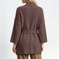thumbnail image 3 of LNWUY Womens Belted Wrap Sweater Cardigan, Oversized V Neck Knit Coat, Solid Color Open Front Fall Winter Jacket Outerwear Brown Free Size, 3 of 6