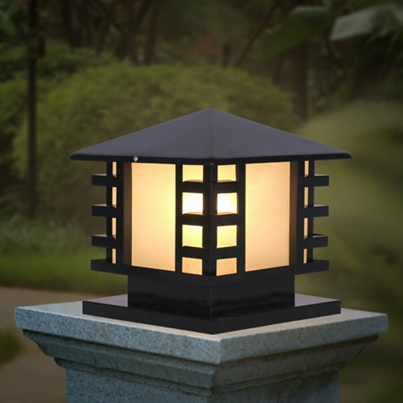 Loyalheartdy Black Retro Pillar Light Outdoor Garden Yard Post Lamp Gate Lighting Lantern Column Headlight Landscape Light