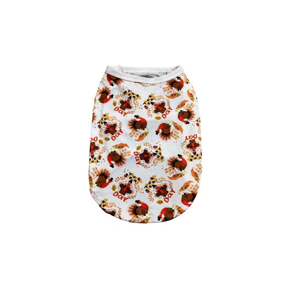 Thanksgiving Day Dog Shirts, Fall Pumpkin Turkey Tank Tops for Small Medium Dogs, Vests for Cats Puppies (White, X-Large)