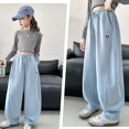 thumbnail image 5 of XIMIN Girl's Baggy Sweatpants Elastic Waist Yoga Pants Drawstring Wide Leg Sweatpants with Pockets Trendy Athletic Grunge Clothes Casual Loose Comfy Lounge Joggers, 5 of 6